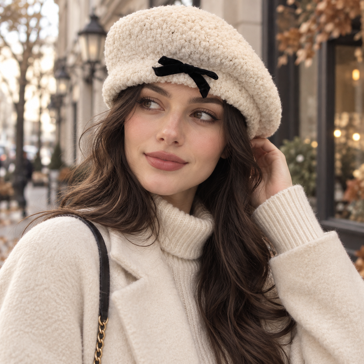 Bow Detail Beret Hat