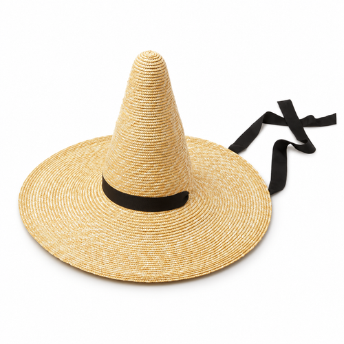 Cone Top Wide Brim Straw Hat