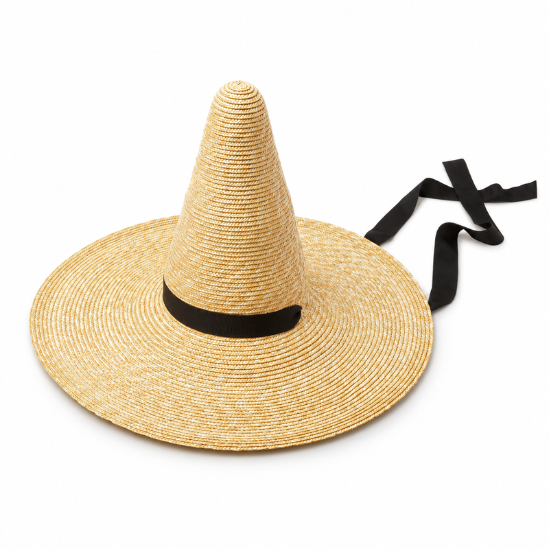 Cone Top Wide Brim Straw Hat