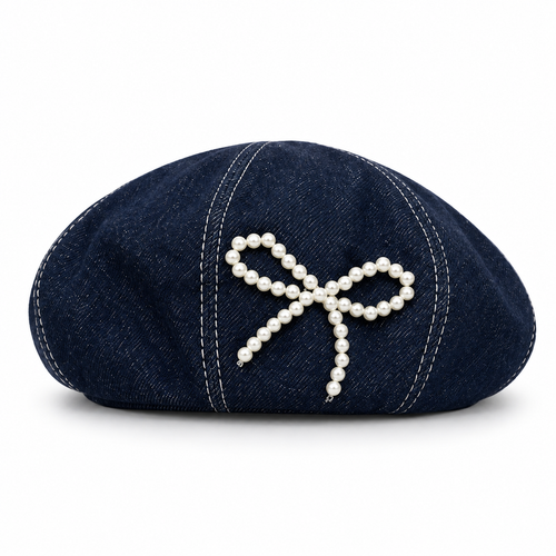Pearl Bow Beret Hat