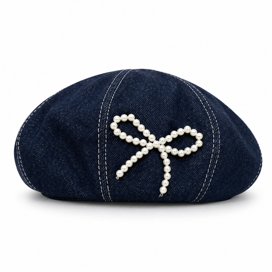 Pearl Bow Beret Hat