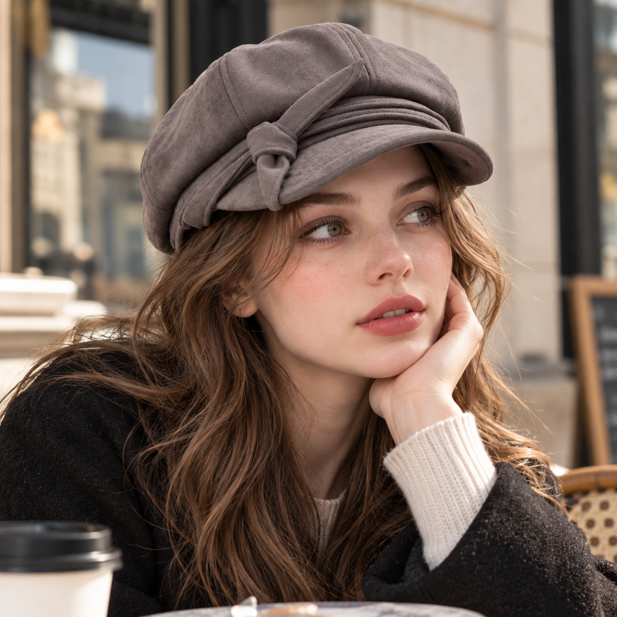 Textured Eight-Panel Newsboy Cap